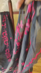 Handloom Saree from Bengal with hand-Embroidered Pure Cotton Saree